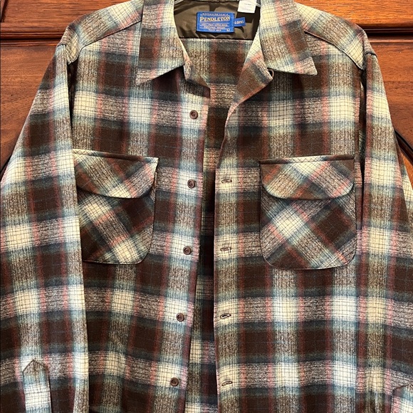 Pendleton Men’s Plaid Board Shirt L Tall~100% Pure Virgin Wool~Chest Pockets~USA - Picture 3 of 13
